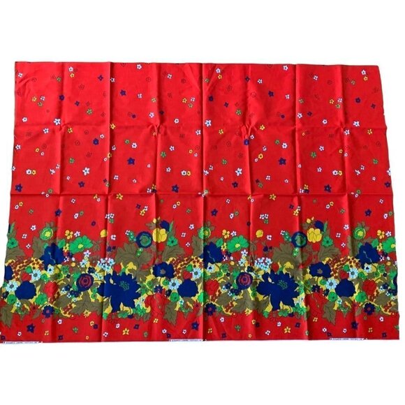 Vintage Floral Vibrant Flower Power Border Cranston Schwartz Liebman Red Blue - Picture 14 of 15